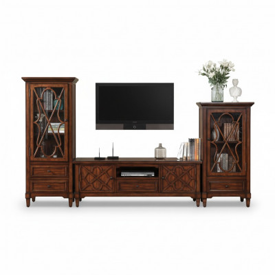 Living Room Wall Unit Sideboard Design 2x Cabinet RTV Lowboard Sideboard 3-piece Set Display Cabinet