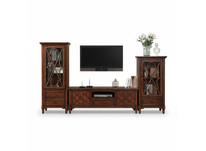 Living Room Wall Unit Sideboard Design 2x Cabinet RTV Lowboard Sideboard 3-piece Set Display Cabinet