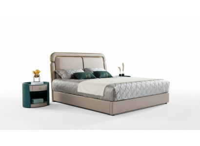 Bed 2x Nightstand Beige Bedroom Modern Design Furniture Wood Luxury
