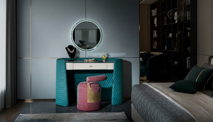Dressing table stool bedroom leather textile consoles modern design makeup new