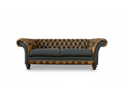 Chesterfield Yellow Leather Designer Modern Design Furniture Luxury Living Room 3-Seater