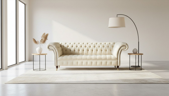 Chesterfield Cream Textile Living Room New Creative Modern Design Furniture Luxury Sofa