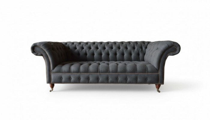 Chesterfield 3-seater Dark Gray Textile Modern Design Sofa Furniture Designer