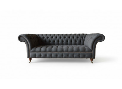 Chesterfield 3-seater Dark Gray Textile Modern Design Sofa Furniture Designer