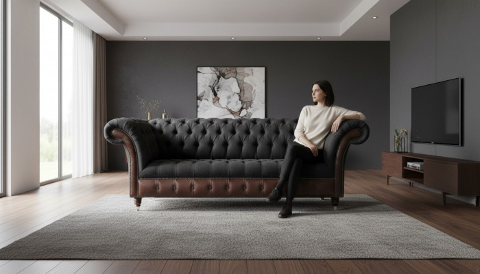 Chesterfield black living room fabric design couches upholstery sofa new leather sofa