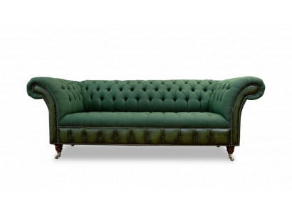 Chesterfield 3-Seater Dark Green Living Room Design Couches Upholstered Sofa Textile