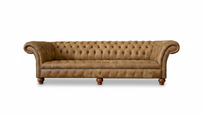 Chesterfield 4-seater light brown modern design leather sofas creative furniture