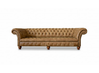 Chesterfield 4-seater light brown modern design leather sofas creative furniture