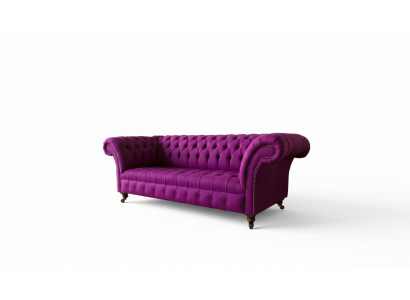 Chesterfield 3-Seater Purple Fabric Design Couches Upholstered Sofas New Creative Sofa