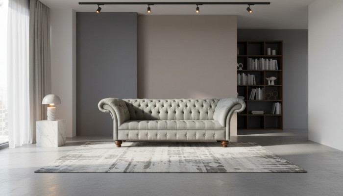 Chesterfield 3-seater living room modern light gray couch sofa new creative fabric