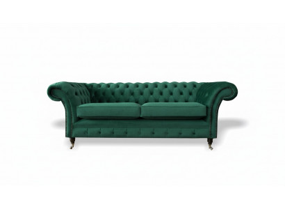 Chesterfield 3 Seater Green Living Room Modern Design Couches Sofa Original Fabric