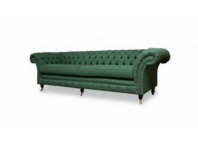 Chesterfield 4 Seater Dark Green Living Room Design Couch Sofa Big Furniture Fabric