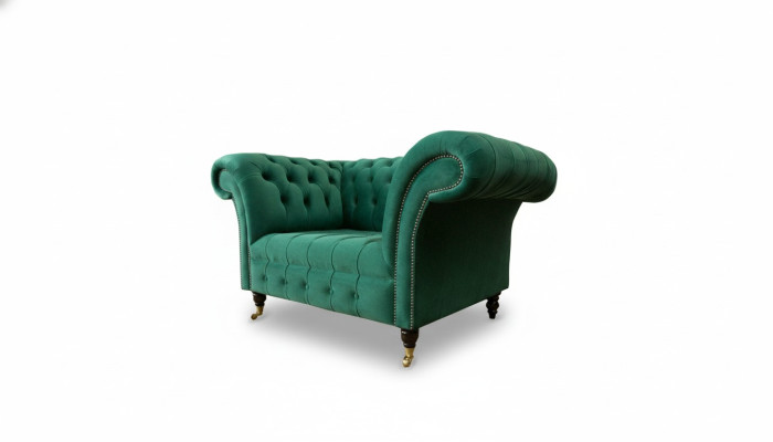Chesterfield Armchair Fabric Green Design Upholstery New Creative Living Room Luxury