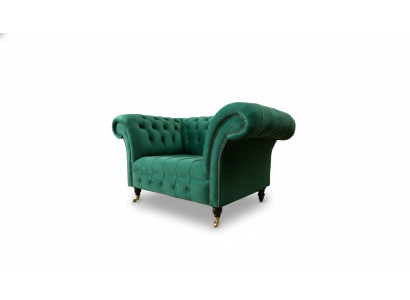 Chesterfield Armchair Fabric Green Design Upholstery New Creative Living Room Luxury