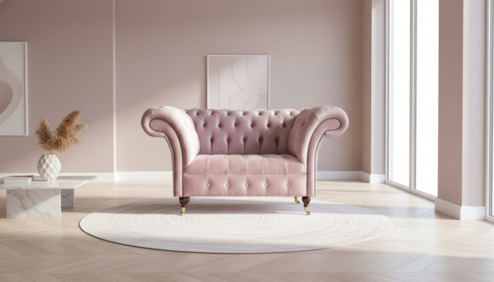 Chesterfield armchair pink textile living room modern design creative furniture new