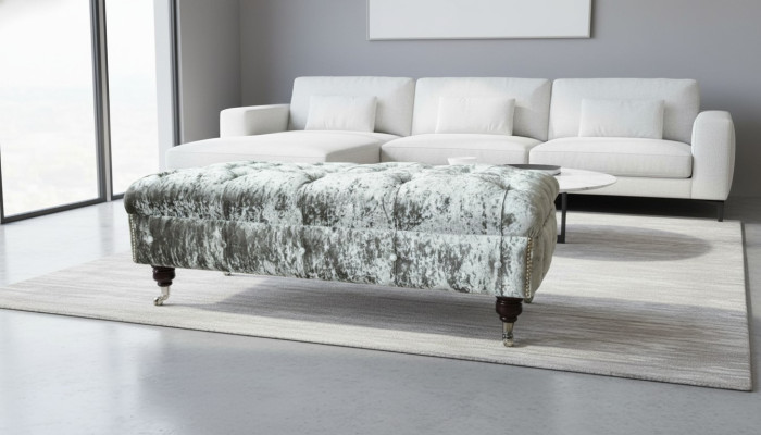 Chesterfield Upholstered Ottoman Grey Fabric Living Room Design Upholstered Sofa New Textile