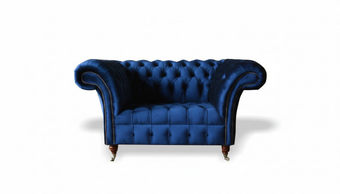 Chesterfield Armchair Textile Fabric Blue Creative Furniture New Living Room Luxury Modern