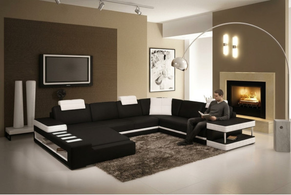 Leather sofa corner sofa living area designer couch light sofa upholstery Hallstadt -S