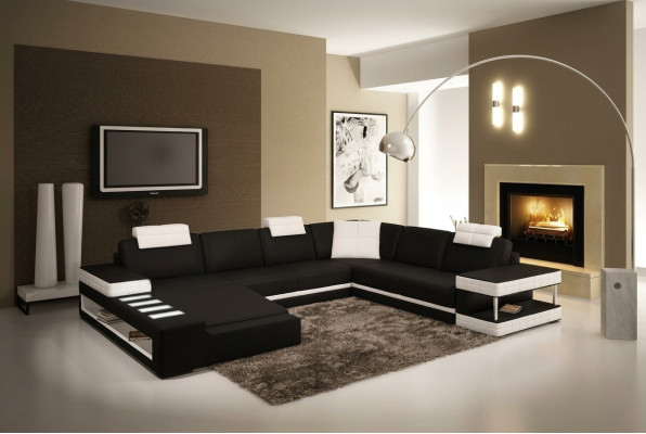 Leather sofa corner sofa living area designer couch light sofa upholstery Hallstadt -S
