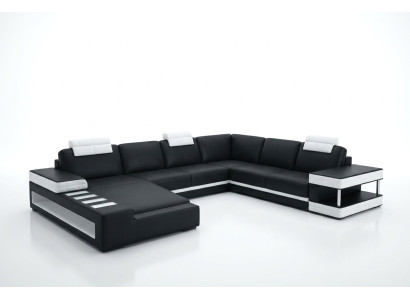Leather sofa corner sofa living area designer couch light sofa upholstery Hallstadt -S