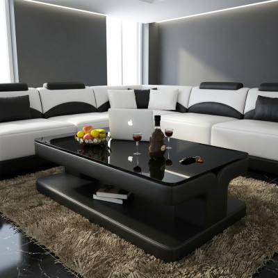Designer coffee table upholstered table leather glass modern tables glass