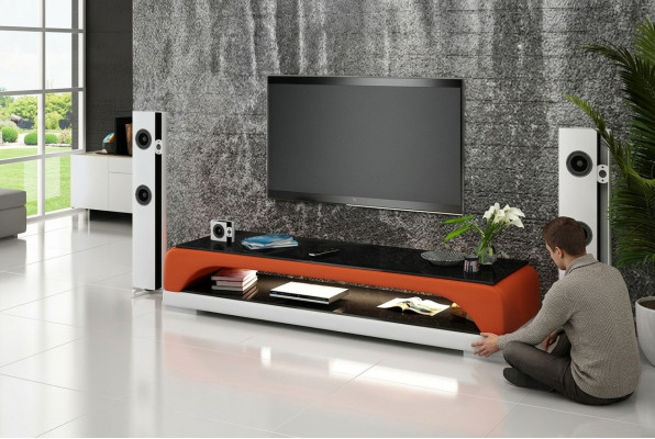 RTV TV Sideboard Leather Glass Table TV Cabinet Table Lowboard Mo.H
