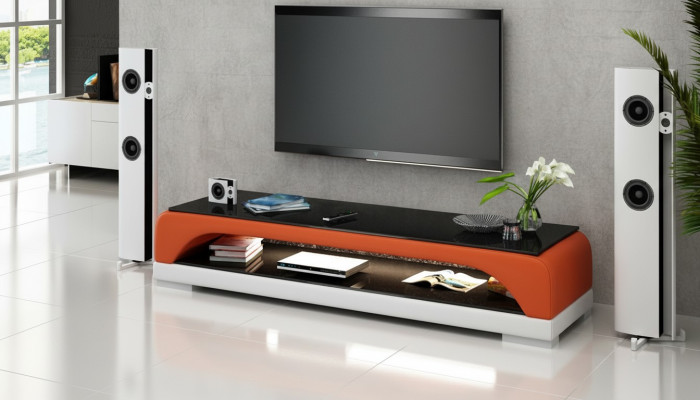 RTV TV Sideboard Leather Glass Table TV Cabinet Table Lowboard Mo.H