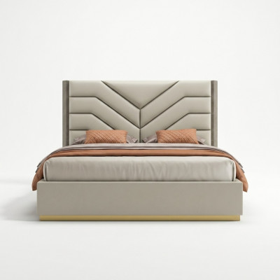Bed Pillow Design Luxury Wood Double Beds Matrimonial Bedroom Leather Hotel Furniture