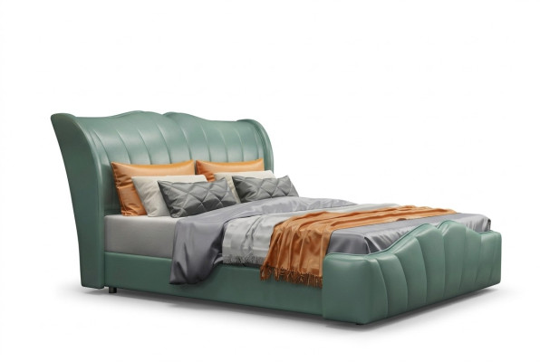 Classic bed double bed leather bed Chippendale bedroom