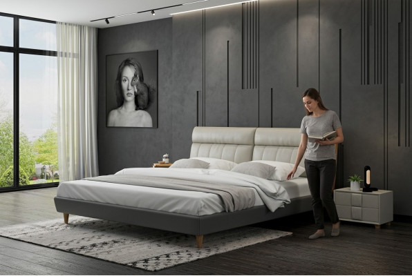 Bed cushion design luxury double beds beige 180x200 bedroom