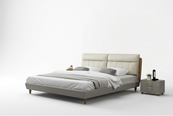 Bed cushion design luxury double beds beige 180x200 bedroom