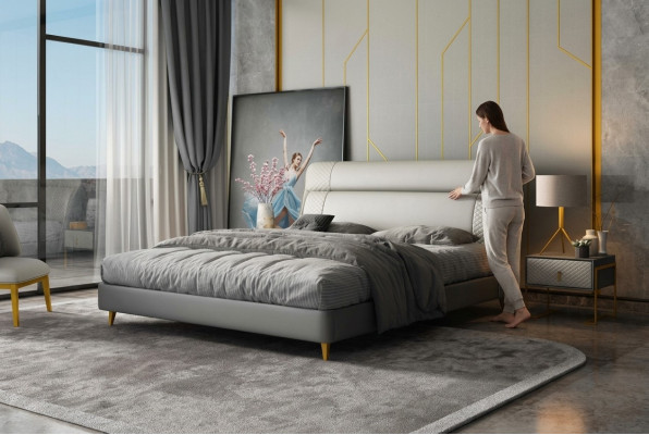 Design leather bed luxury upholstered beds double modern matrimonial 180x200 modern new