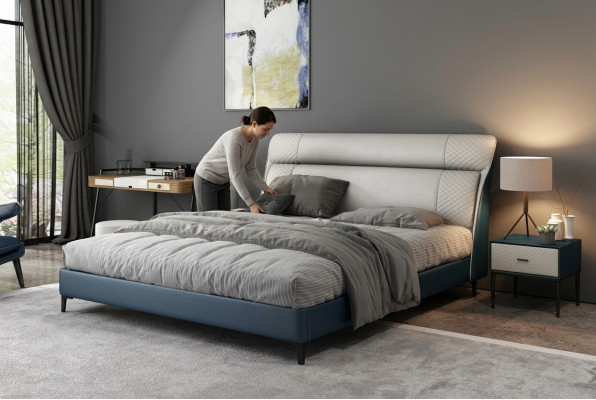 Luxury hotel beds double bed design wood modern furniture bedroom