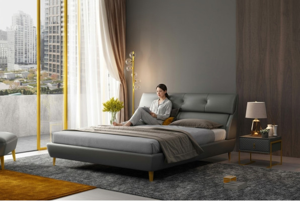 Bedroom hotel beds double bed design leather beds 180x200cm