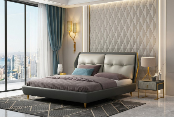 Designer leather bed luxury upholstered beds 180x200 furniture bedroom