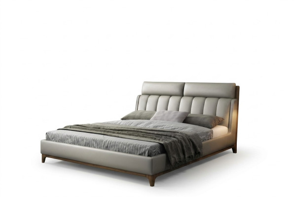 Modern design bed 180x200 leather wood beds double sleeping room