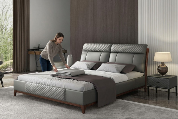 Bed Cushion Design Luxury 180x200cm Double Hotel Beds Matrimonial Bedroom Leather
