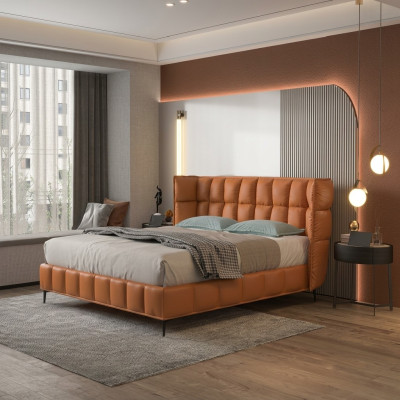 Bed Cushion Design Luxury Hotel Beds Matrimonial 180x200cm Leather Double
