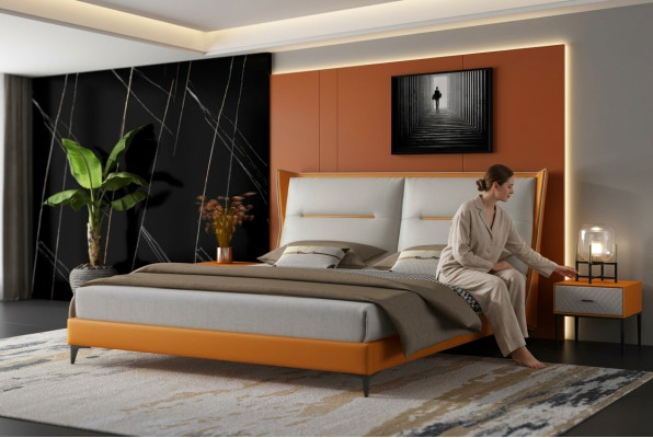 Modern design bed 180x200 leather hotel beds double bedroom