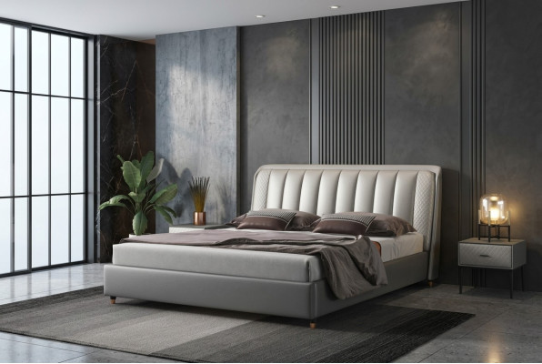 Designer bed bedroom beds textile leather hotel luxury upholstered XXL big wood