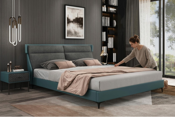 Classic luxury beds upholstered leather textile high-quality bedroom bed new
