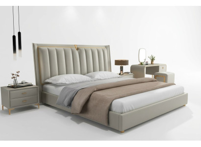 Luxury Bed Upholstered Bed Leather Bedroom Beds 180x200cm Double Bed