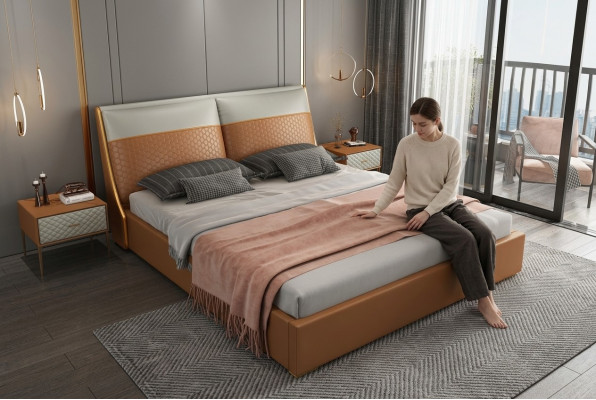 Designer bed bedroom beds textile leather hotel luxury upholstery velvet fabric