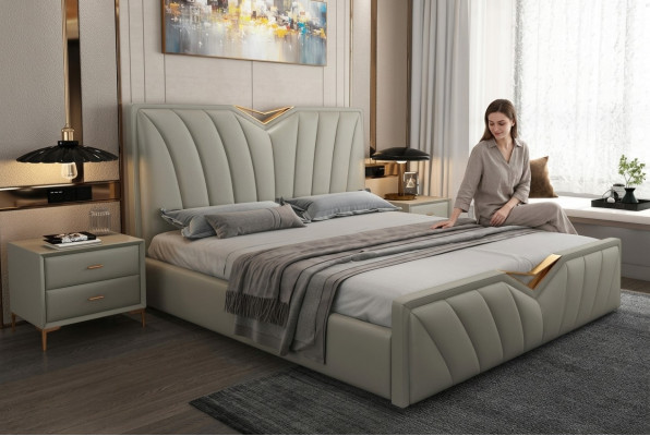 Designer bed bedroom beds leather hotel luxury upholstery Italian furniture