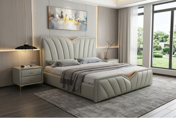 Designer bed bedroom beds leather hotel luxury upholstery Italian furniture