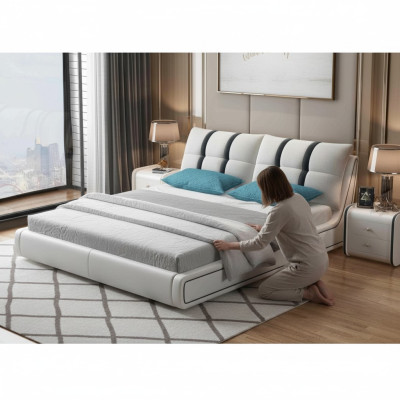 Designer bed bedroom beds furnishing hotel luxury upholstery leather furniture.