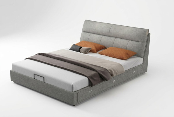 Design leather bed modern hotel frame luxury bedroom double beds couple