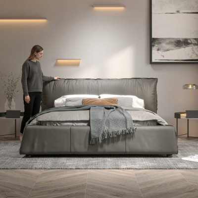 Design leather bed double marriage modern hotel luxury sleep bedroom beds