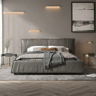 Design leather bed double marriage modern hotel luxury sleep bedroom beds