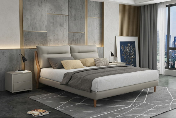 Classic luxury beds upholstered leather textile high-quality bedroom bed new